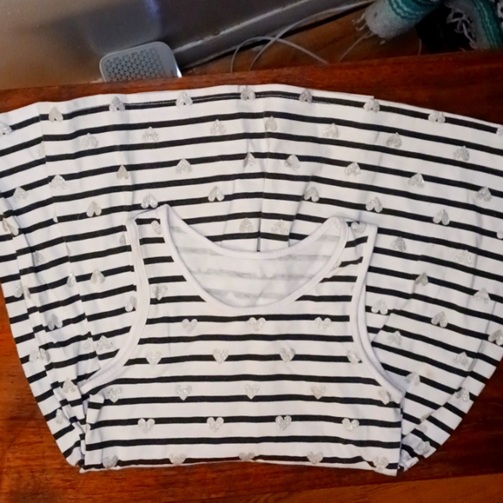 EUC Girl's Black/White Striped Dress